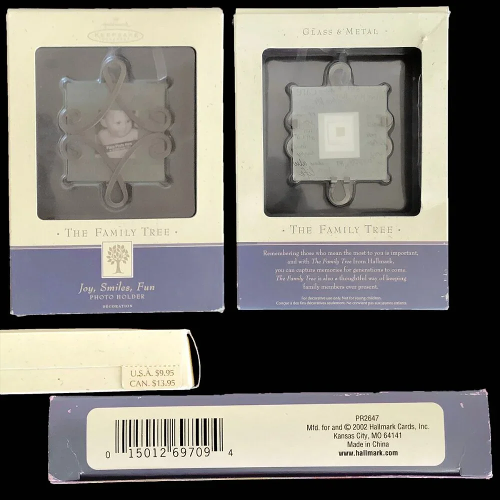 Hallmark Family Tree - Joy, Smiles, Fun - Picture Holder Ornament - 2002